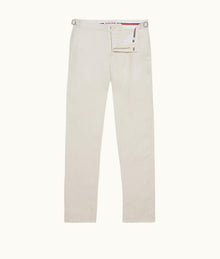 Griffon Linen Tailored Fit Linen Trousers | White Sand