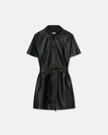 Womens | Halli Okobor Alt-Leather Shirt Dress | Black