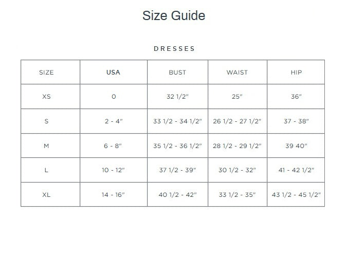 Product size guide
