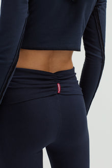Women | Raw Edge Crop Sweatshirt Fleece Hoodie | Past Midnight