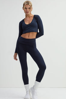 Women | Raw Edge Crop Sweatshirt Fleece Hoodie | Past Midnight