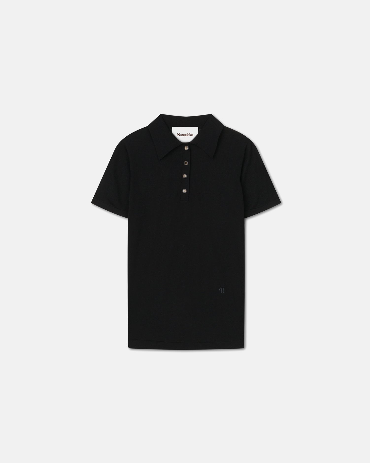 Womens | Hatti Superfine Merino Polo Shirt | Black