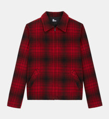 Wool Jacket With Check Motif | Men | Red x Black