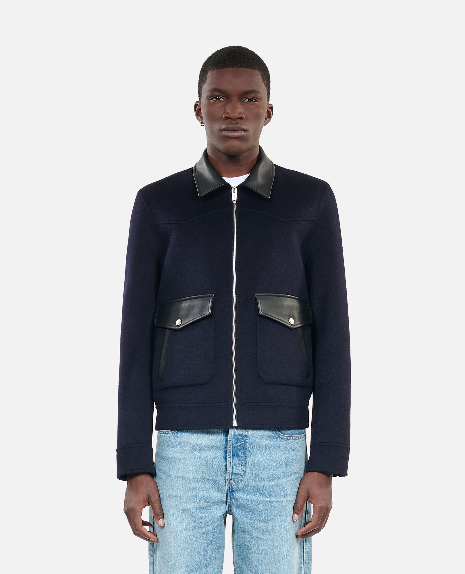 Double-Faced Wool Jacket | Men | Navy Blue