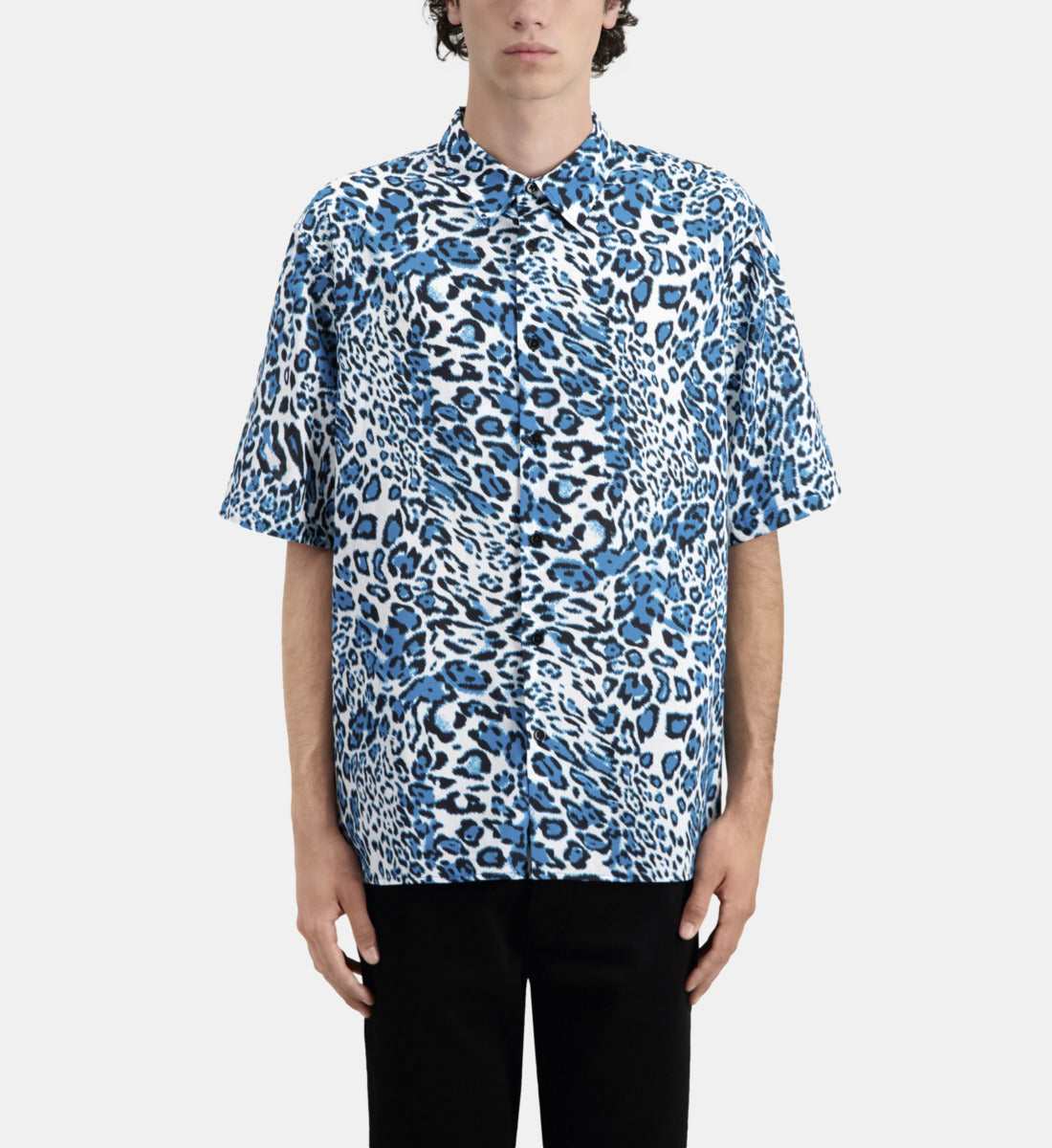 Printed Cotton Short Sleeved Shirt | Men | Blue White