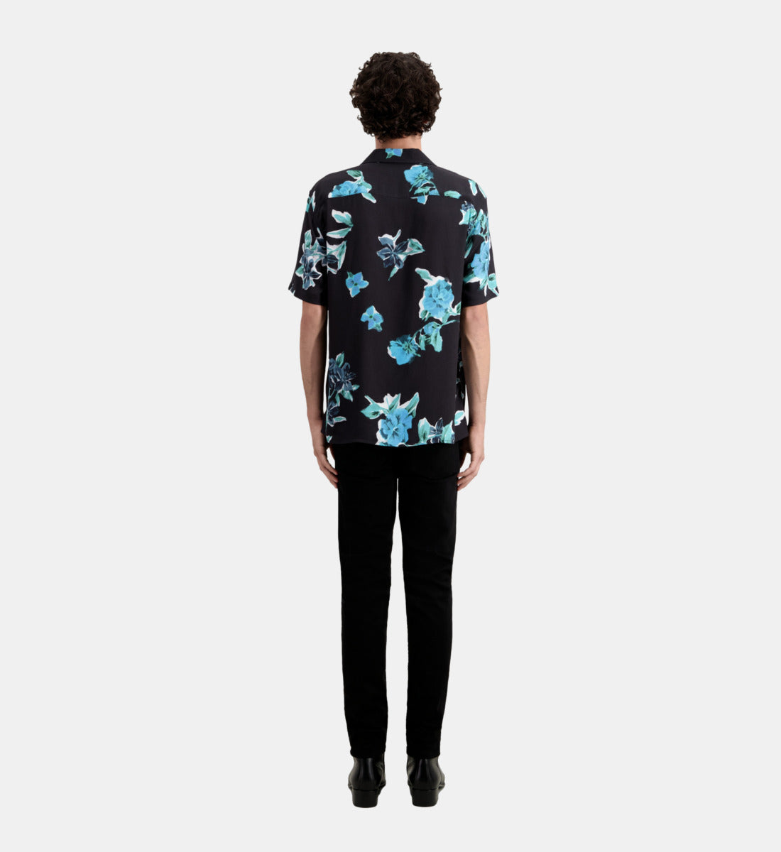 Printed Short Sleeved Shirt | Men | Black Blue