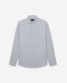 Oversized Oxford Cotton Shirt | Men | Blue Stripe