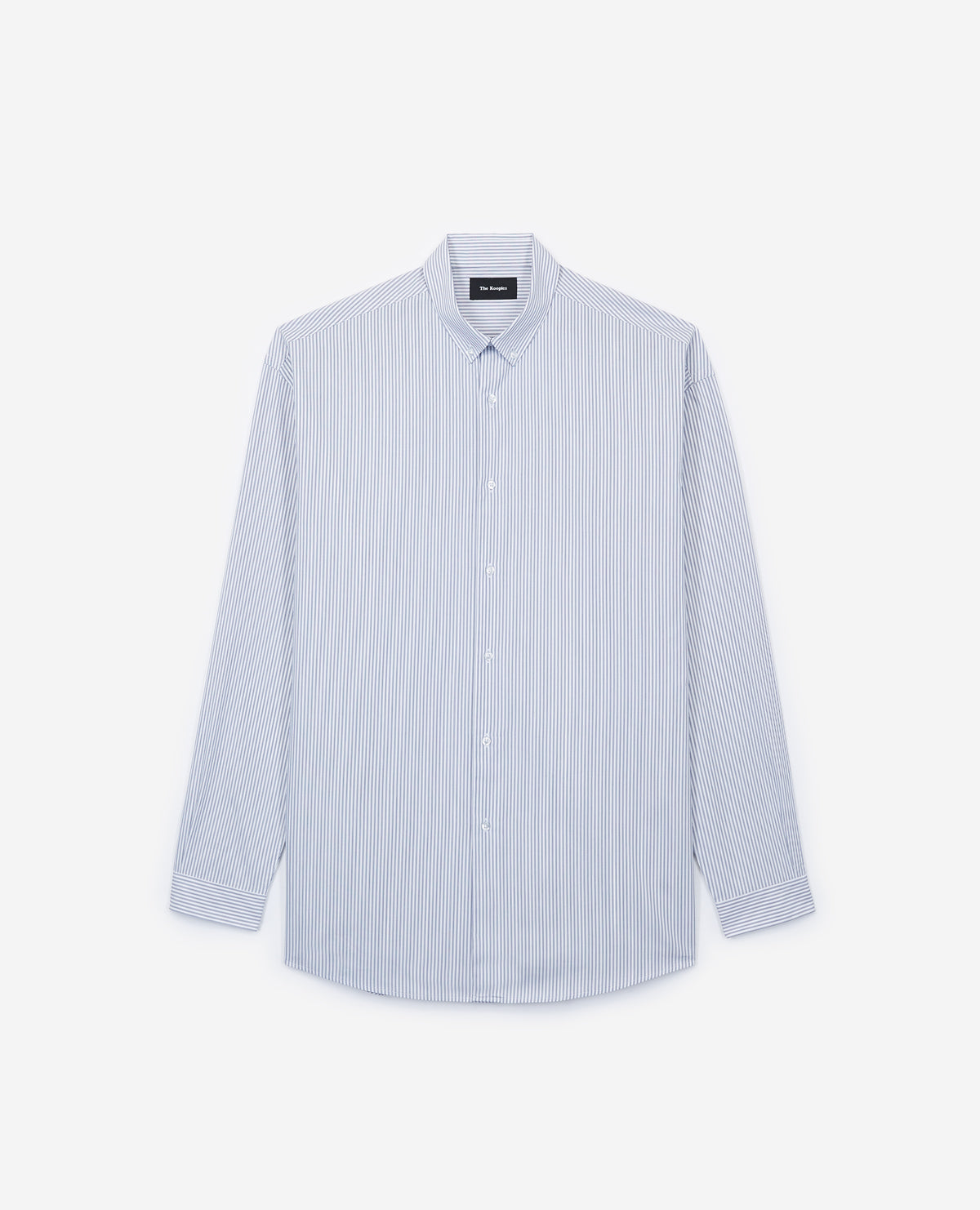 Oversized Blue And Striped Cotton Shirt | Men | Black x White