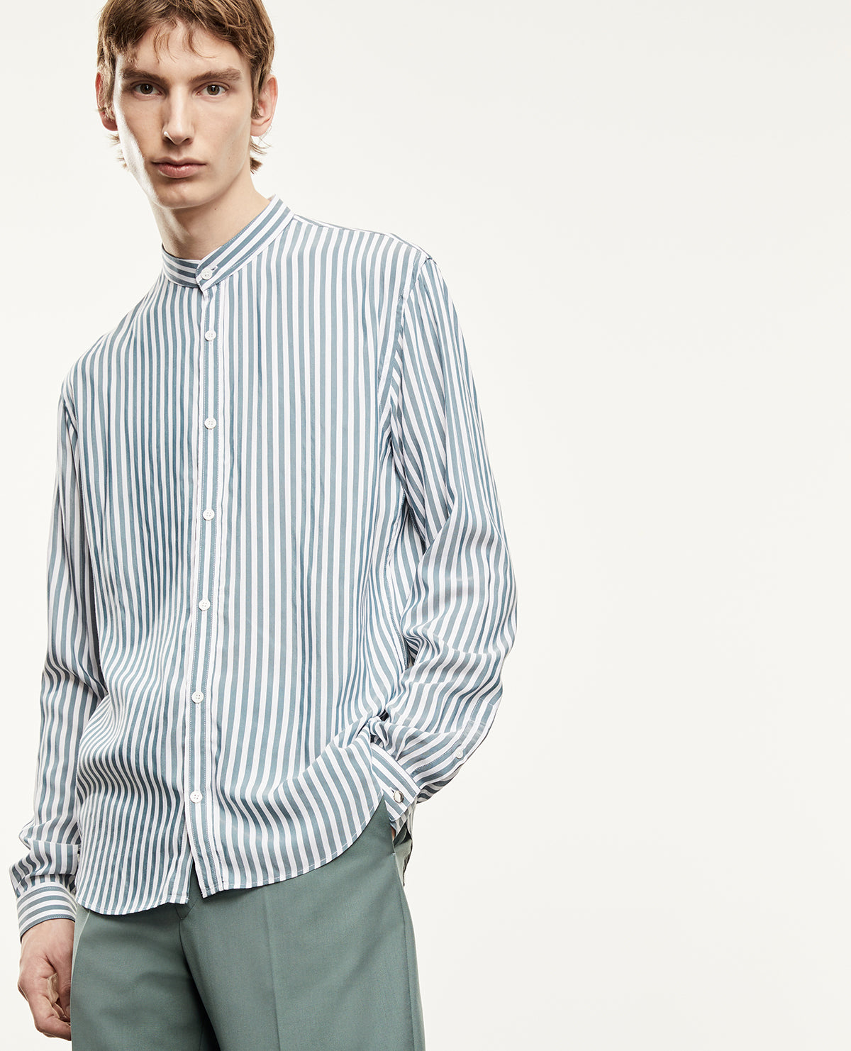 Flowing Striped And Shirt | Men | Green x White