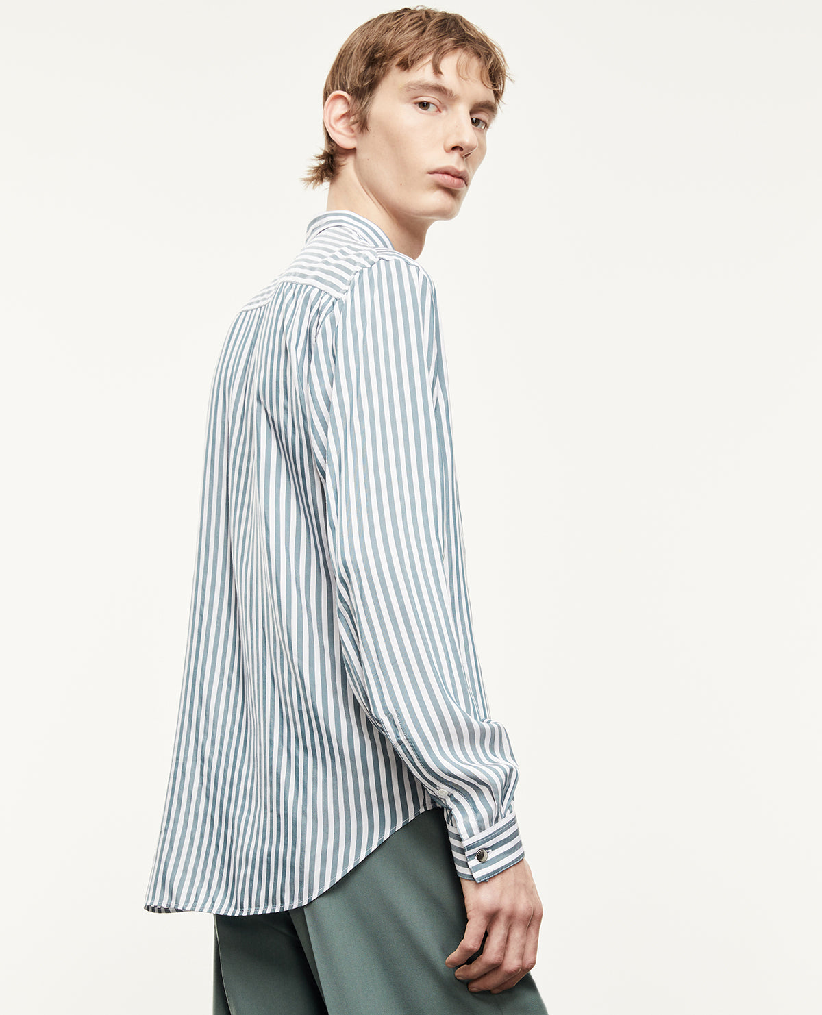 Flowing Striped And Shirt | Men | Green x White