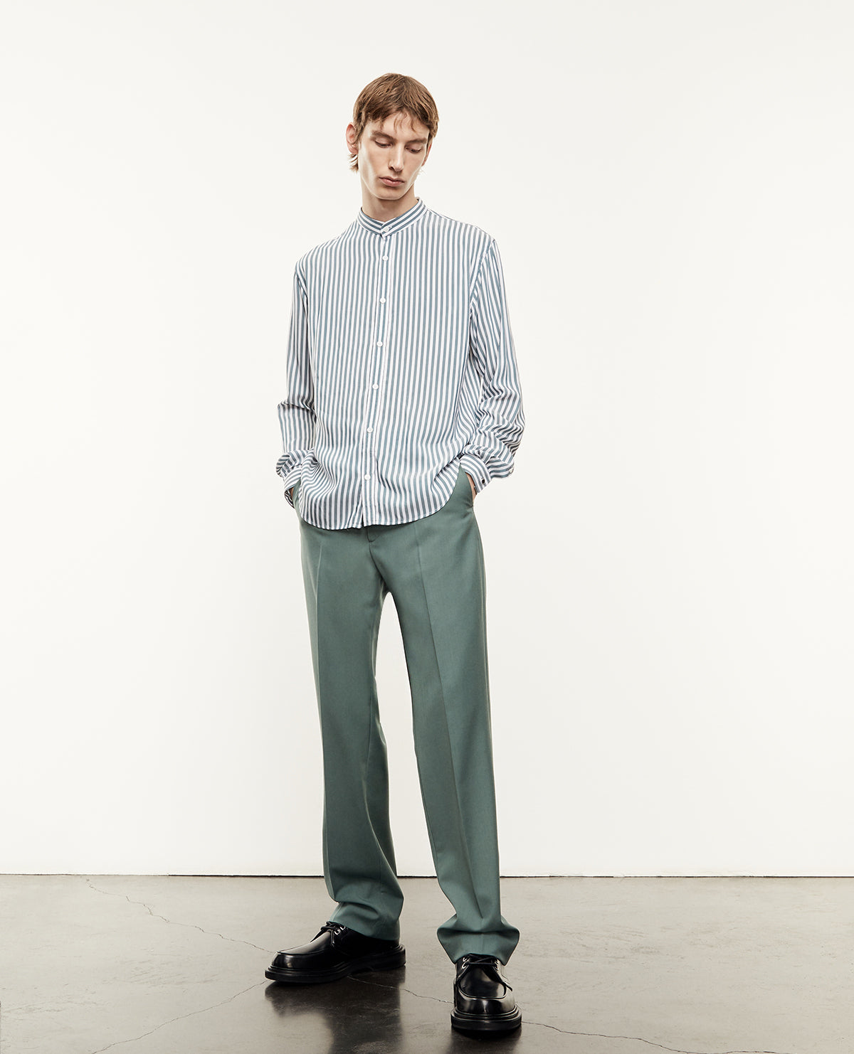 Flowing Striped And Shirt | Men | Green x White