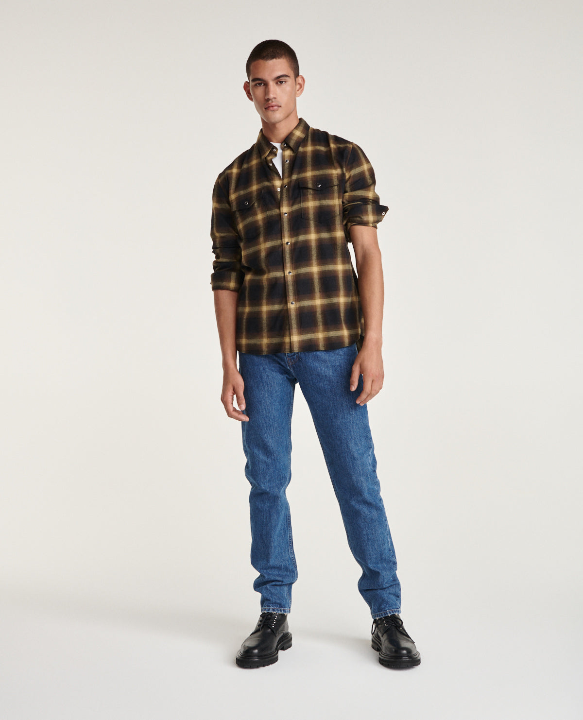 Cotton Shirt With And Checks | Men | Yellow Black