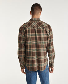 Green Check Shirt In Flannel | Men | Brown x Beige