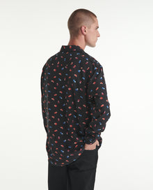 Flowing Printed Shirt Colored Floral Print | Men | Black Red Blue