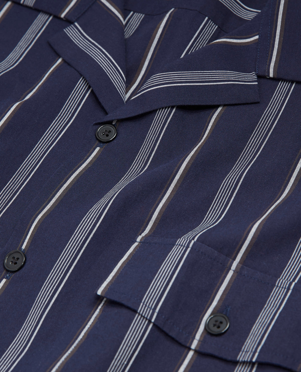 Striped Hawaiian-Collar Shirt | Men | Navy Blue