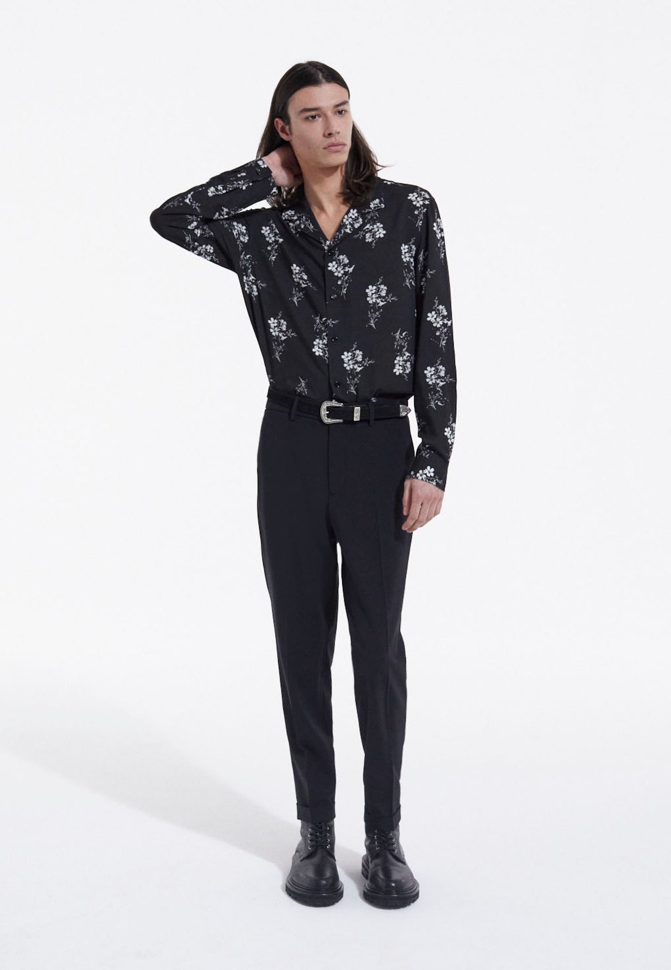 Floral Shirt | Men | Black x White