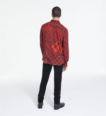 Printed Shirt With Classic Collar | Men | Black x Red