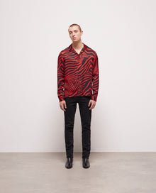 Printed Shirt With Hawaiian Collar | Men | Black x Red