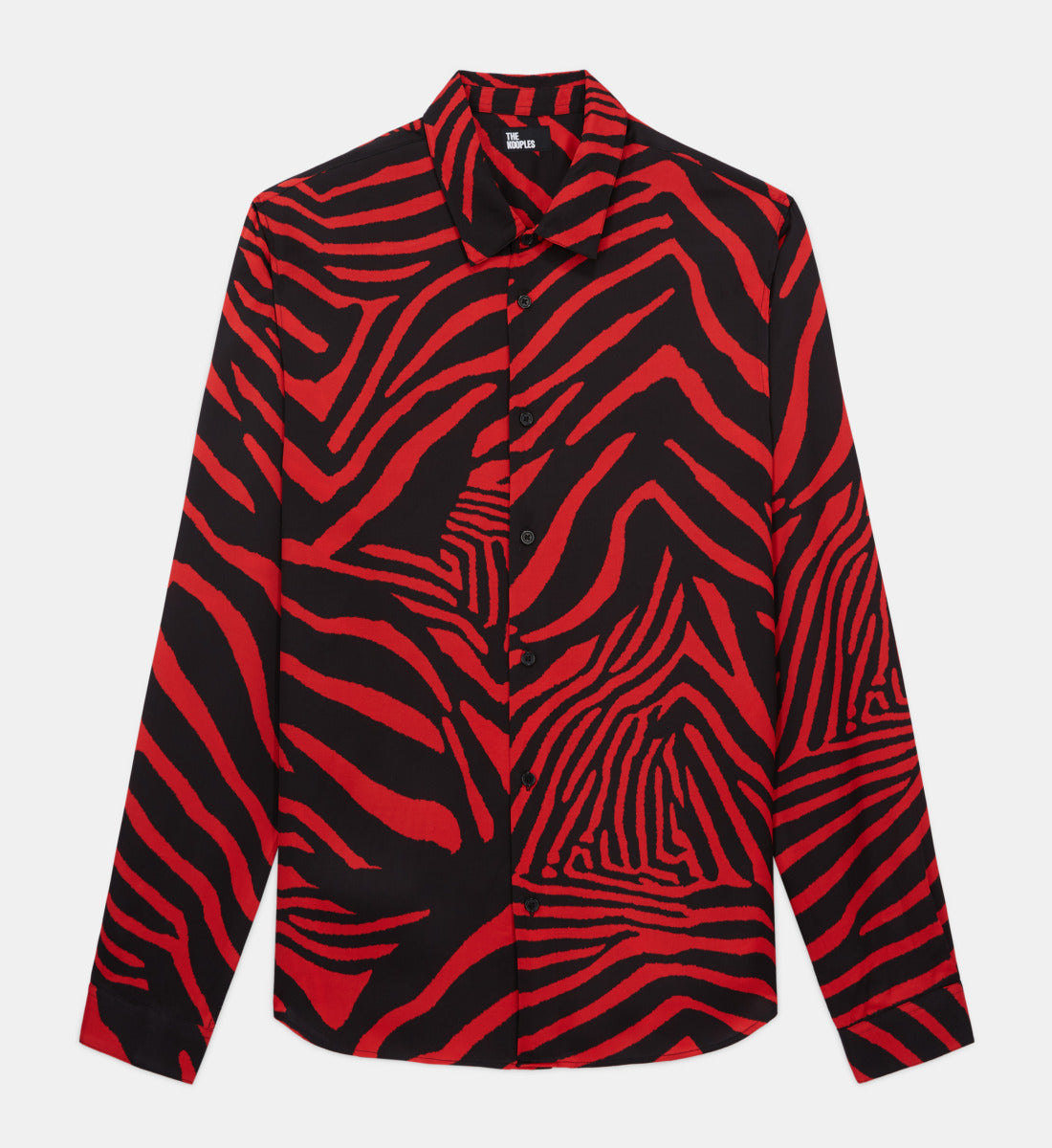 Printed Shirt With Hawaiian Collar | Men | Black x Red