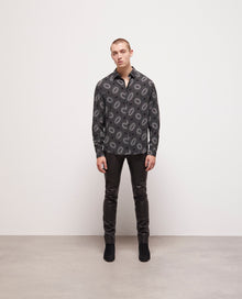 Printed Classic-Collar Shirt | Men | Black x White