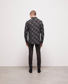 Printed Classic-Collar Shirt | Men | Black x White