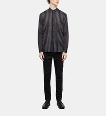 Striped Shirt With Officer Collar | Men | Black