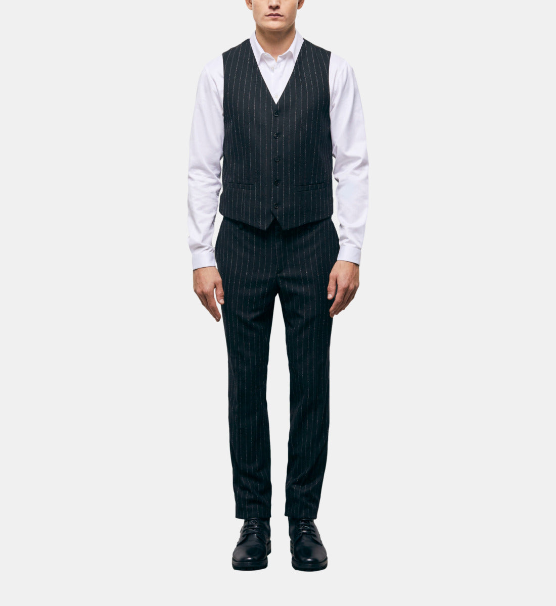 Striped Suit Vest | Men | Black x White