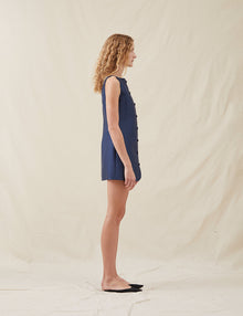 Womens | The Sculpted Mini Dress In Lucent Wool | Navy