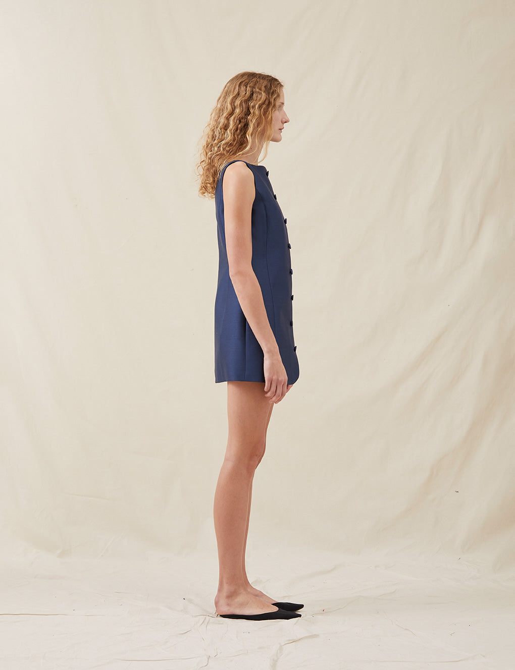 Womens | The Sculpted Mini Dress In Lucent Wool | Navy