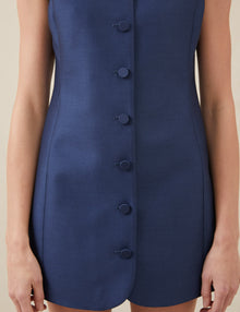 Womens | The Sculpted Mini Dress In Lucent Wool | Navy
