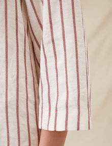 Womens | The Mini Caftan In Ticking Stripe | Washed Burgundy