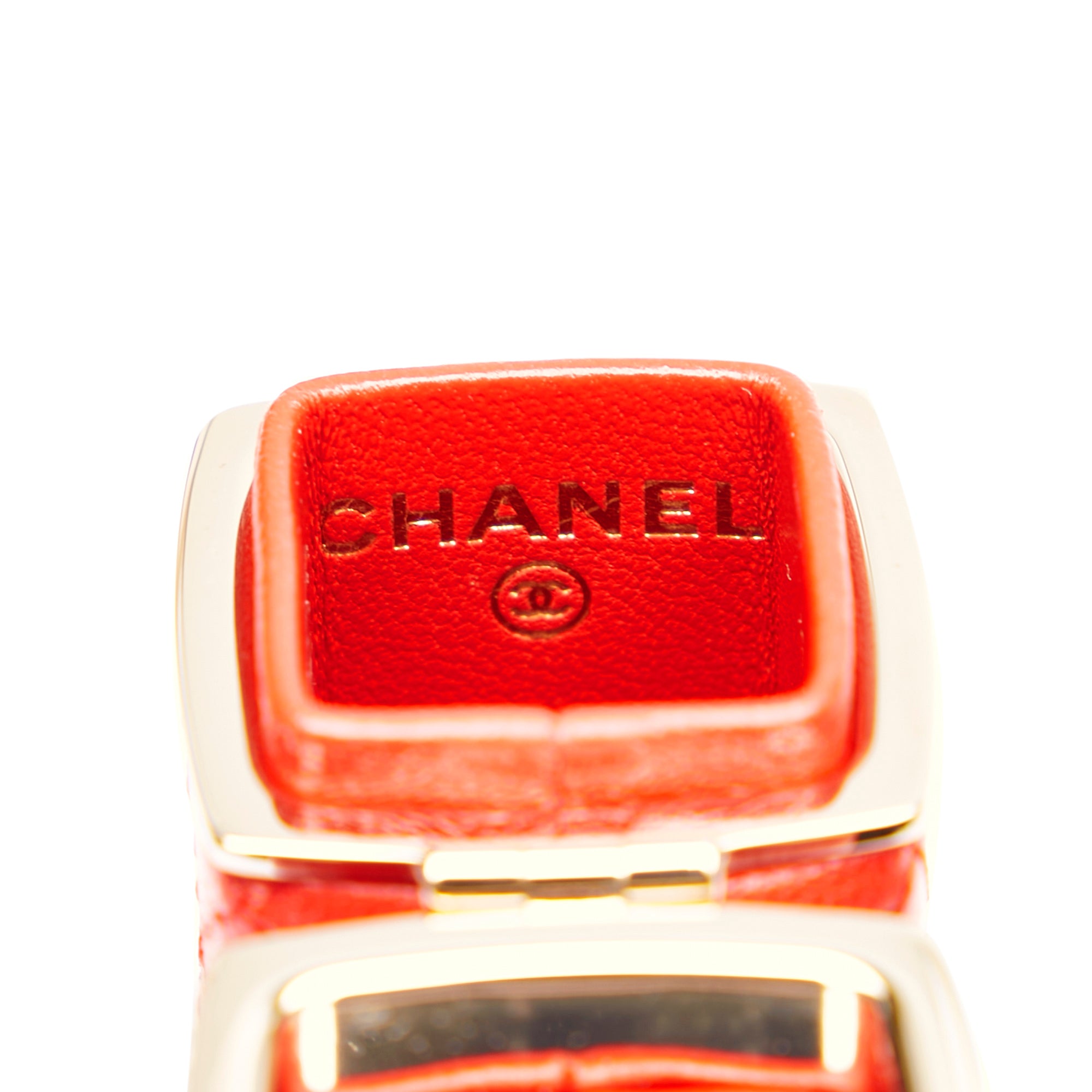 Chanel Pre-Owned CC Lambskin Squared Lipstick Case on Chain | Women | Red