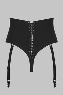 High waist tanga with suspenders - Nuit Infinie | Black