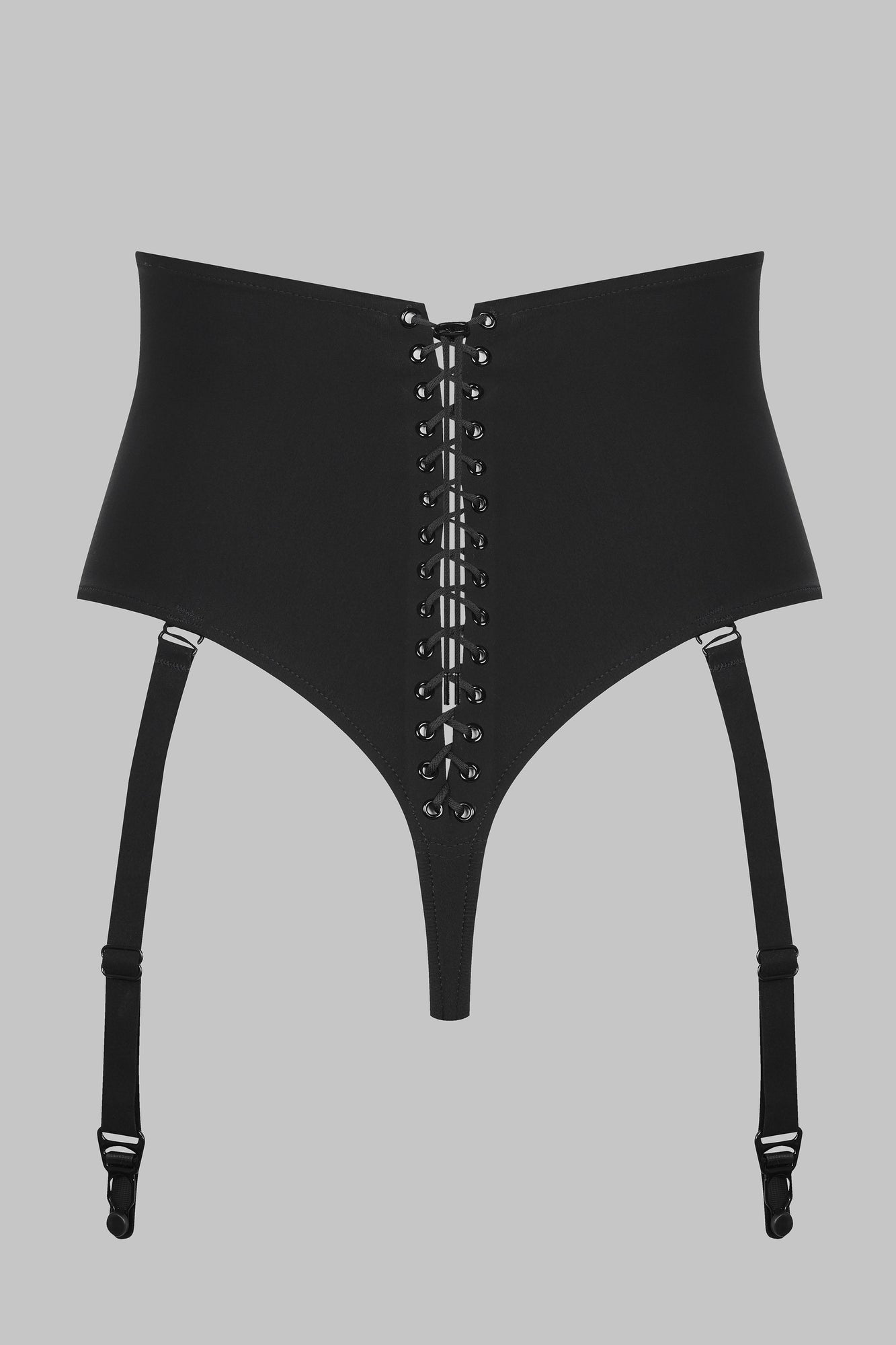 High waist tanga with suspenders - Nuit Infinie | Black