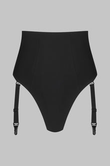 High waist tanga with suspenders - Nuit Infinie | Black