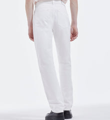 White Straight-Cut Jeans W/ Five Pockets | Men | Ecru