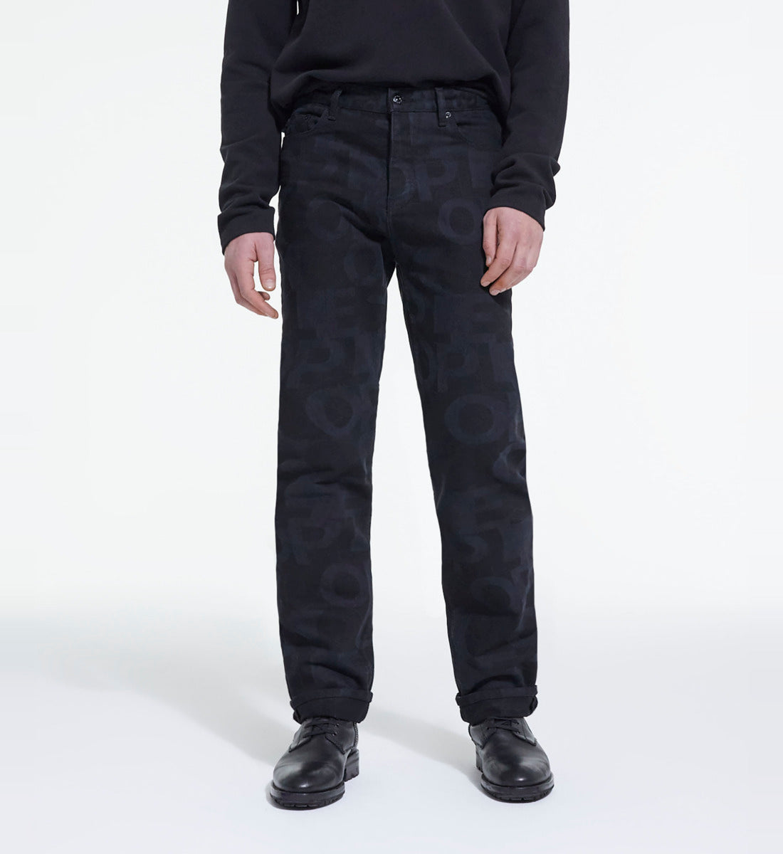 Straight-Cut Jeans With The Kooples Logo | Men | Black Washed