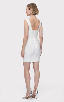 Bandage S/L Mini Dress | Alabaster