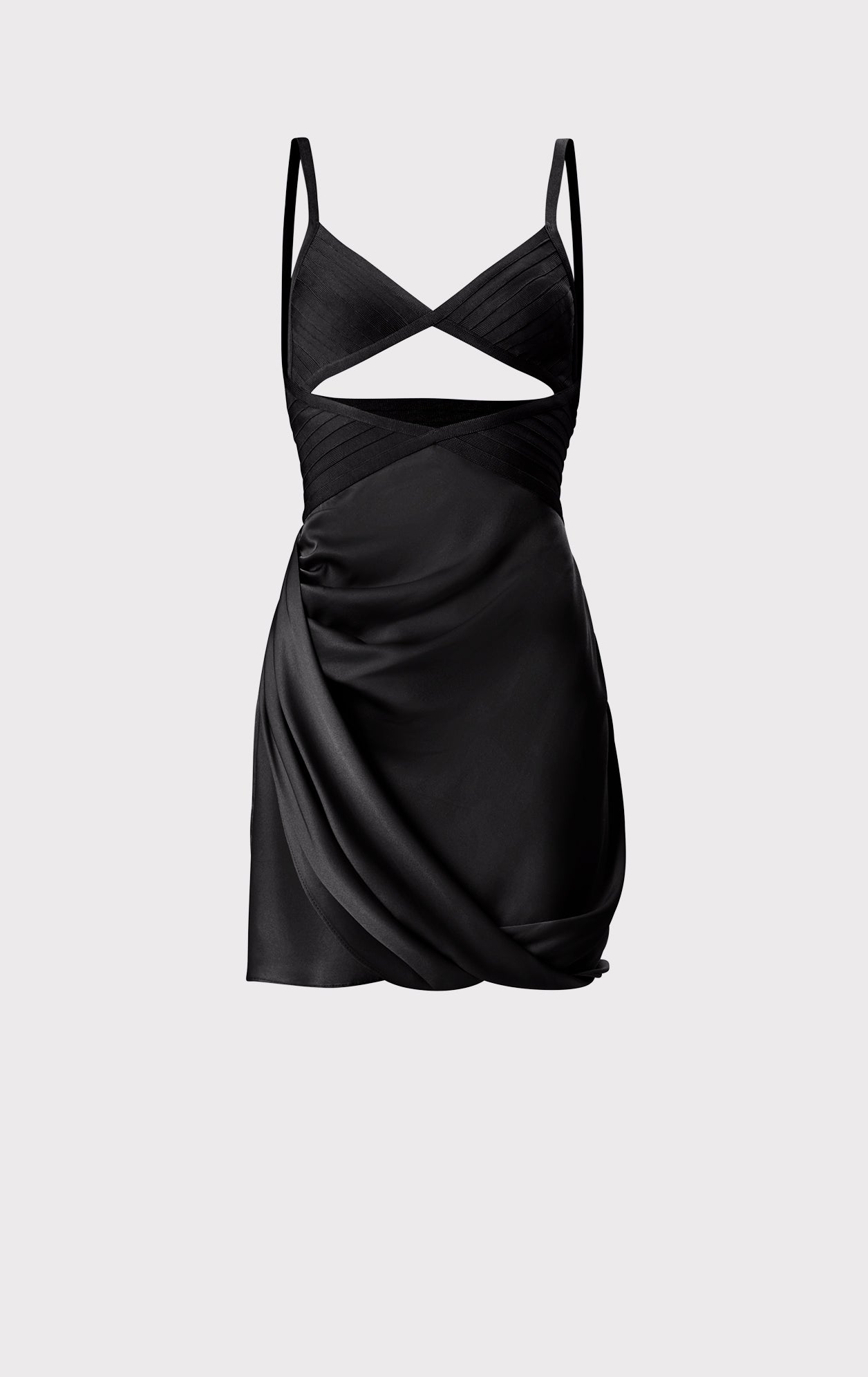 Draped Cutout Mini Dress | Black