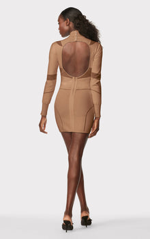 Hervé Léger X Law Roach Sheer Intarsia Mini Dress | Honey