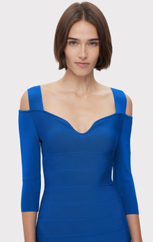 Notched Bateau Midi Dress | Bright Blue