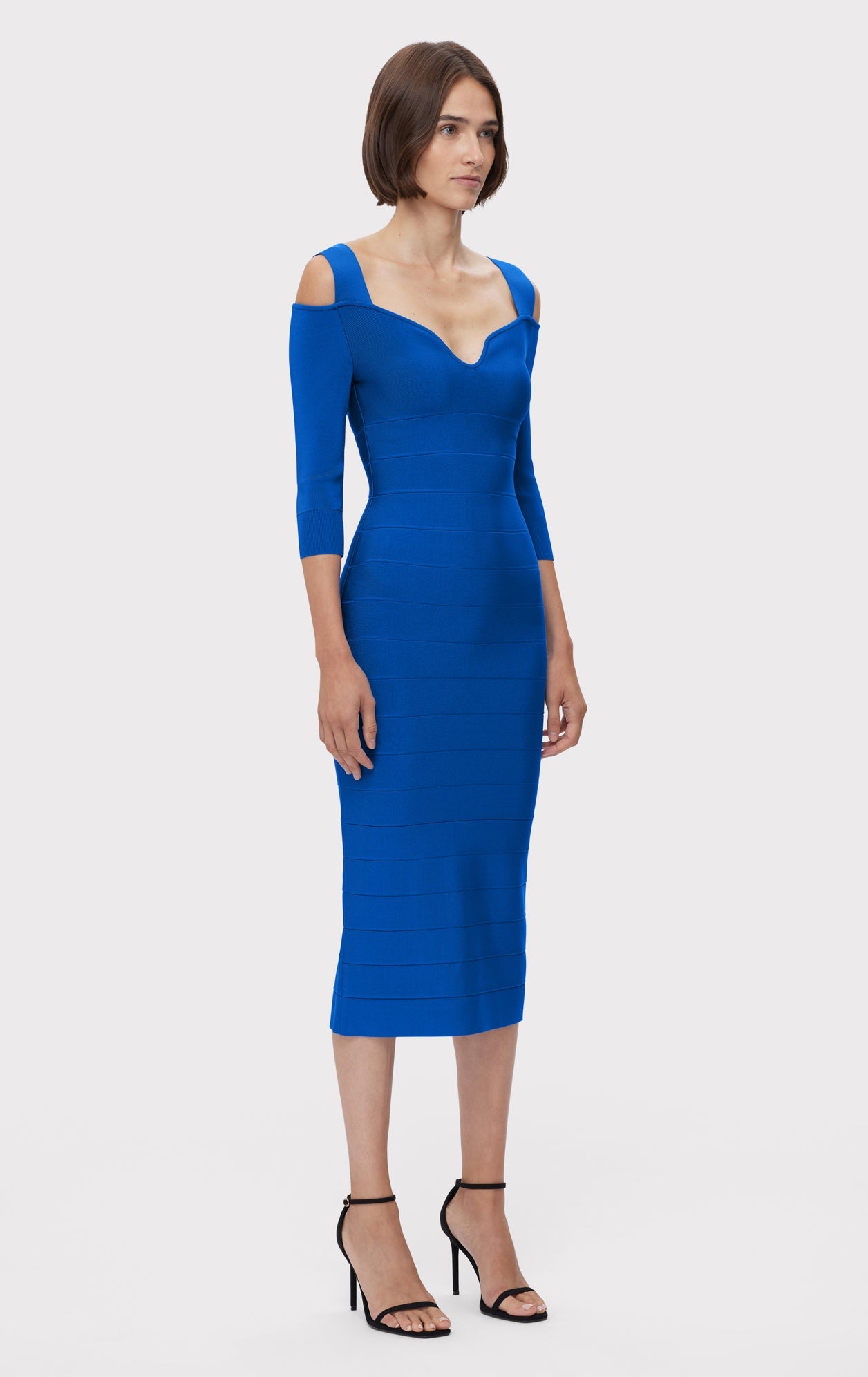 Notched Bateau Midi Dress | Bright Blue