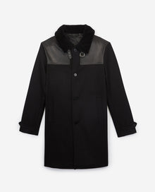 Wool Coat With Shearling Collar | Men | Black