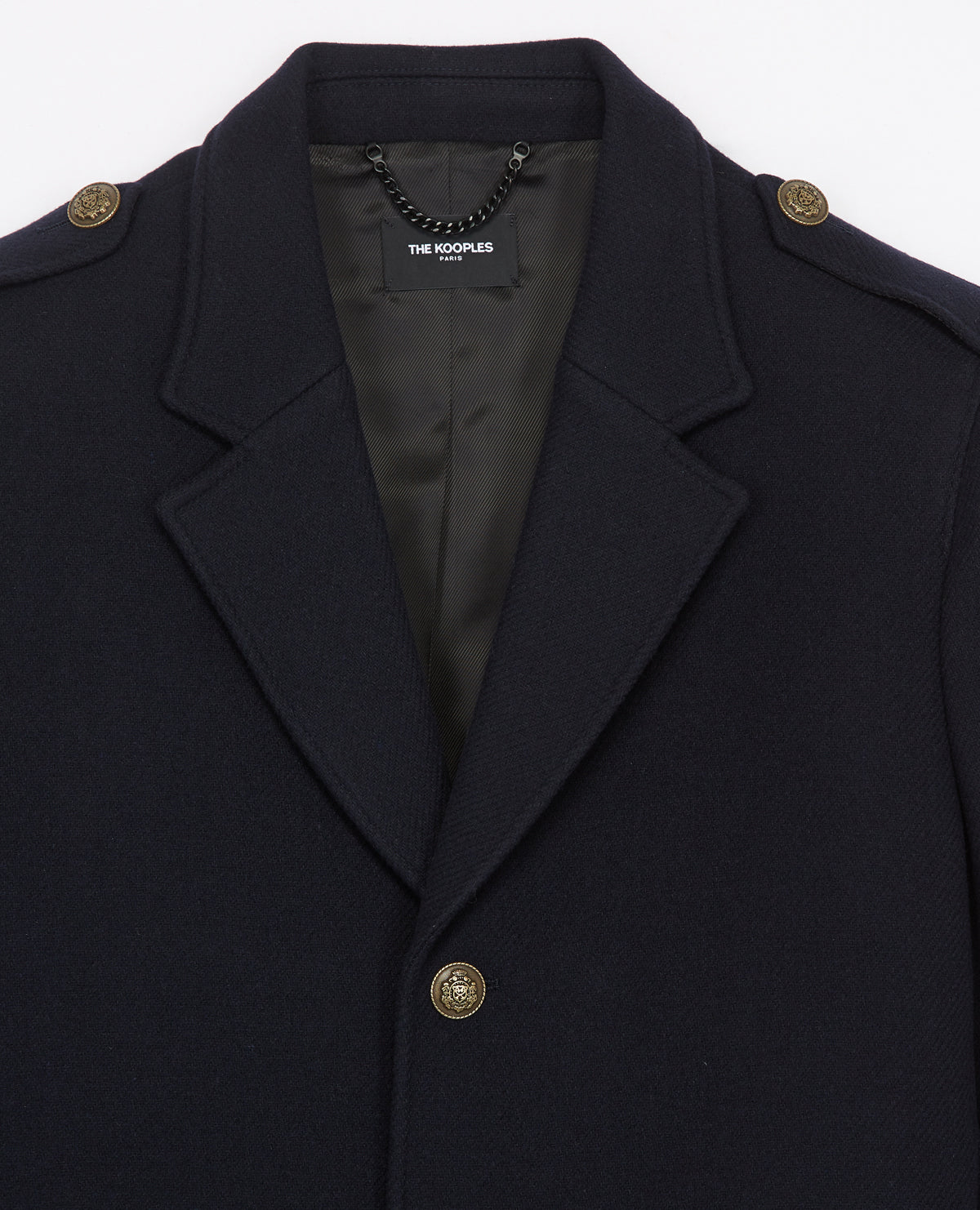 Straight Fit Wool Coat With Martingale Belt | Men | Navy