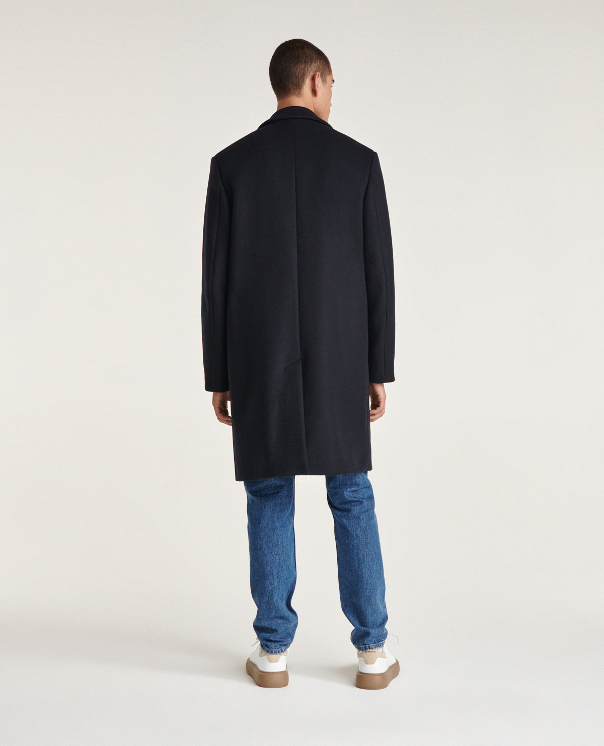 Blue Wool 2 Button Coat | Men | Dark Navy