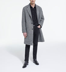 Patterned Wool Coat | Men | Black x White