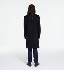 Long Wool Coat With Leopard Lining | Men | Black