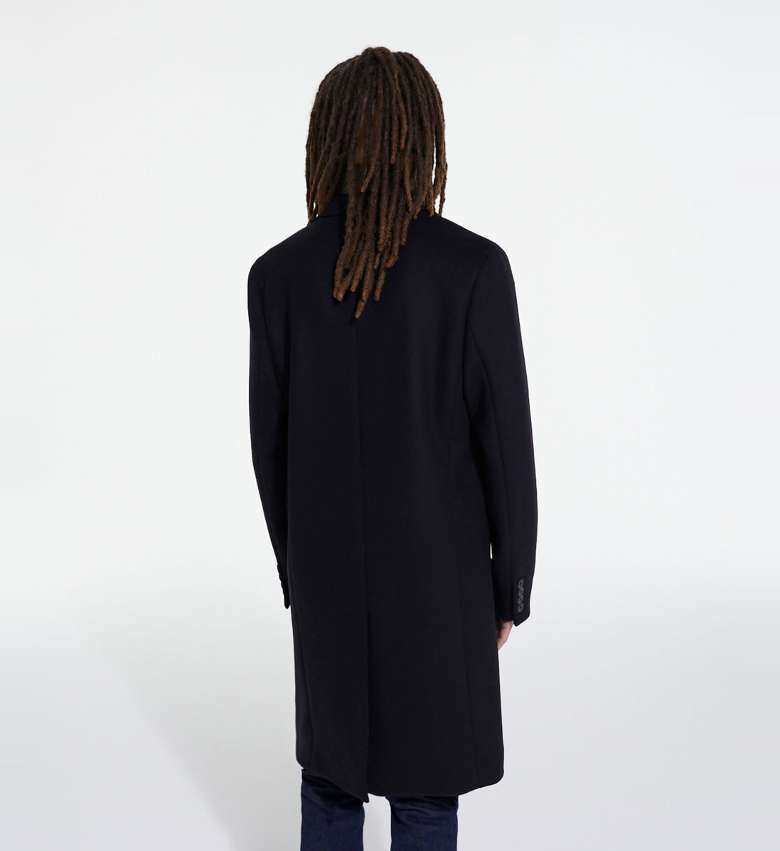 Long Wool Coat With Leopard Lining | Men | Black