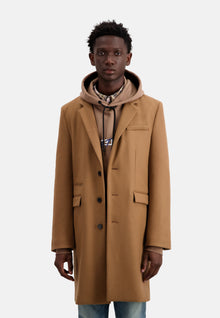 Long Coat In Wool Blend | Men | Camel