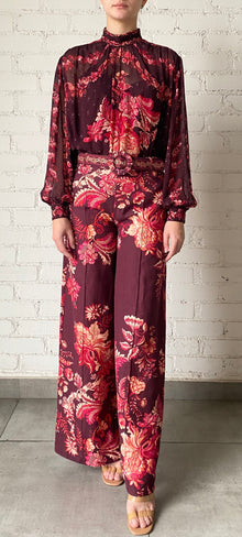 Hemant & Nandita | Aafa Flared Pants | Red/Beige